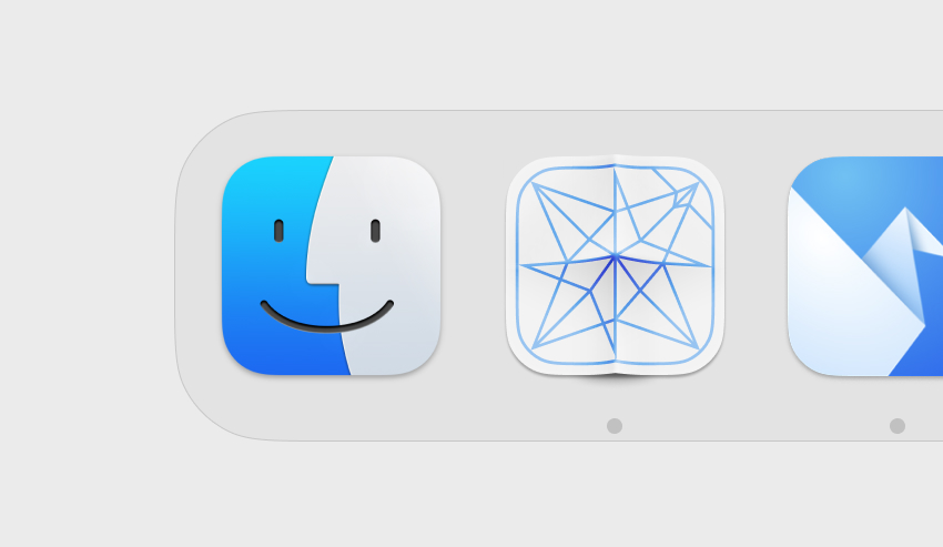 Kami's macOS app icon in the macOS dock, next to the Finder and Origami Studio macOS icon.
